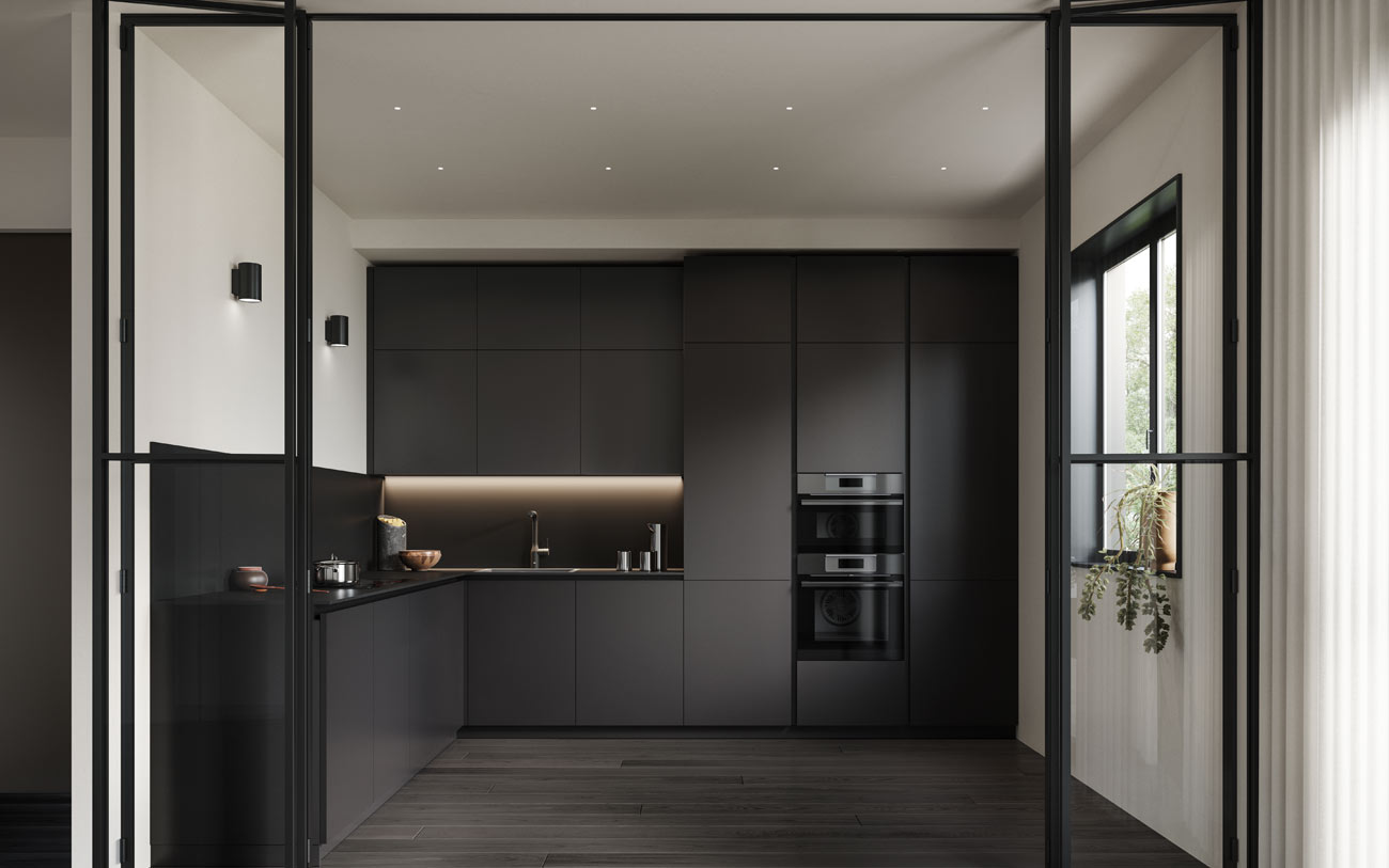 Cucina angolare nera